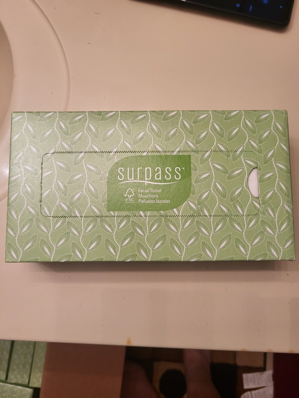 Lot Of 8 Surpass Green Facial Tissue Box - Soft Facial Tissues Flat Box Each 100